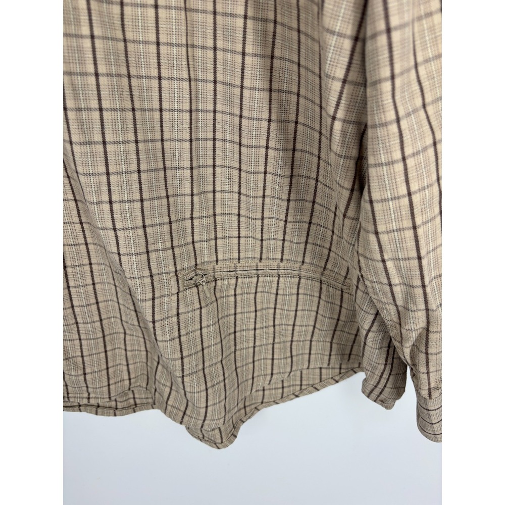 Cabelas Button Up Shirt Mens 3XLT Tall Khaki Brown Plaid Cotton Outdoors - Picture 4 of 11